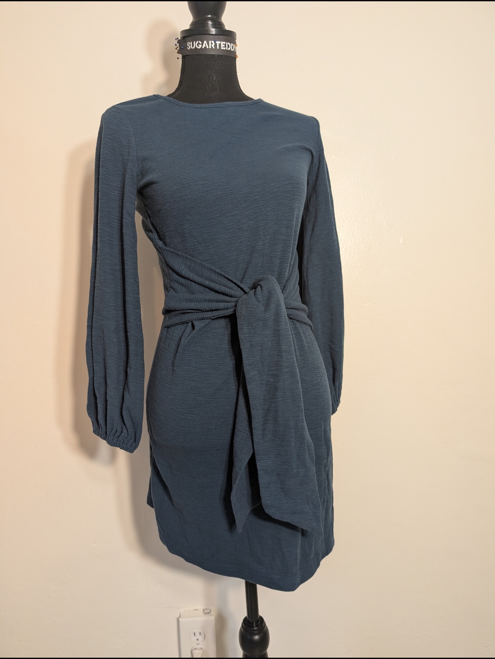 Bundle 3/$20 Long-Sleeve Navy Tie-Waist Dress